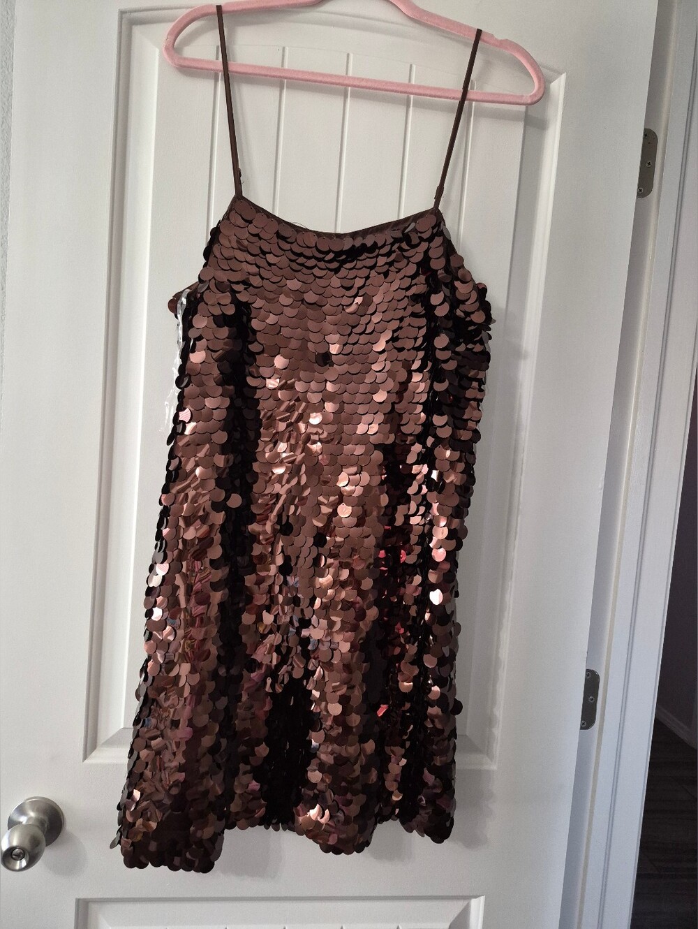 A New Day Mini Sequin Brown Dress Sz L NWT